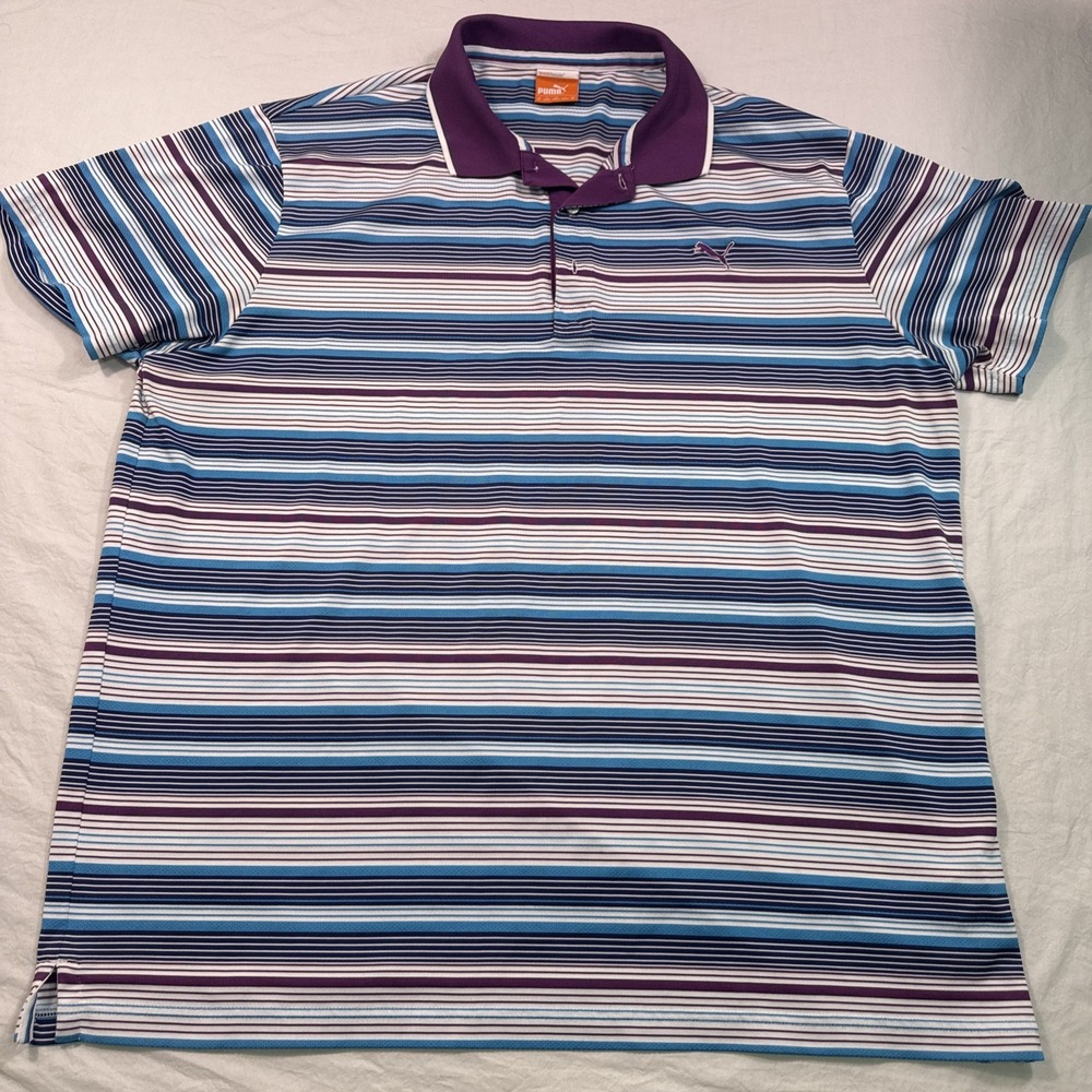 Puma Sportlifestyle DryCell Polo Shirt Mens X-large Stripe Golf Rugby